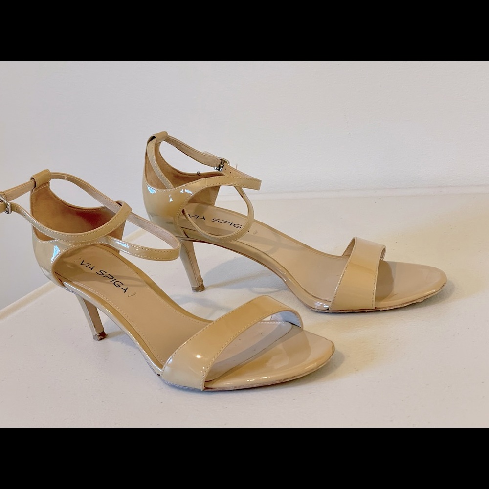 Nude patent sandal, Via Spiga size 8